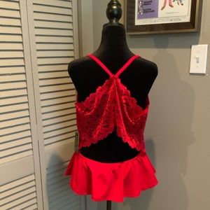 Orange Kiss, Lace Open Back Peblum, Extra Large